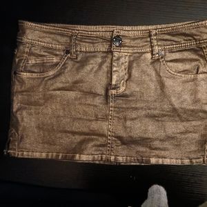 Baby Phat Vintage Uptown Beauty Gold Metallic Mini Skirt